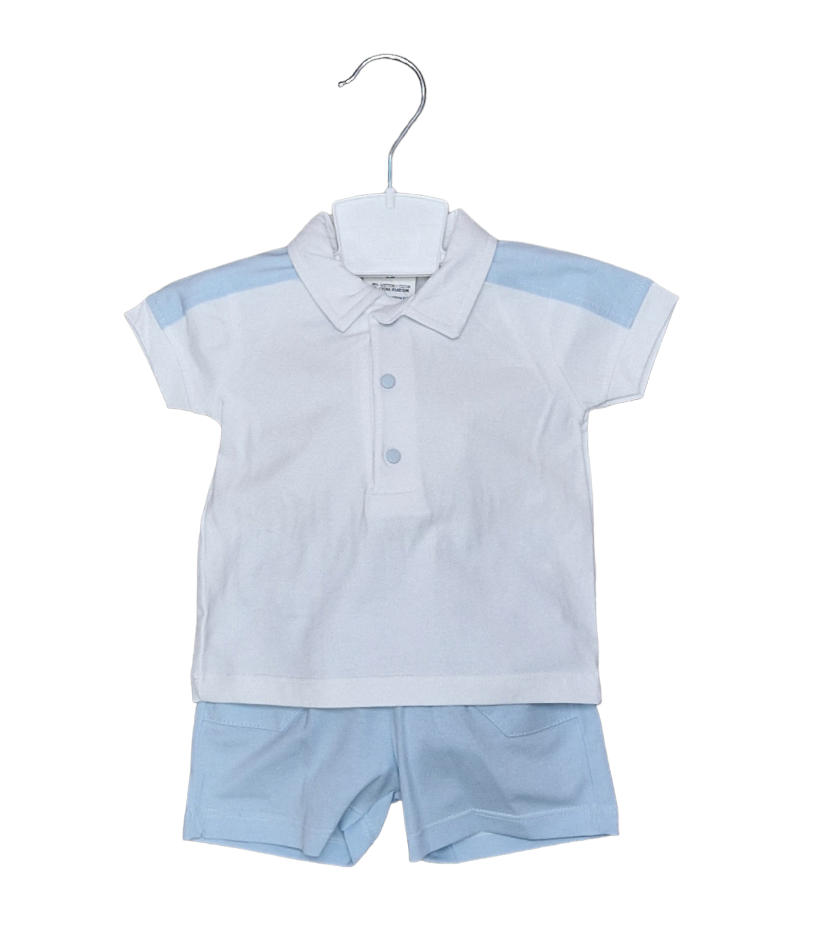 Boys White/Blue Polo Shirt & Pocket Shorts Set (325) - Babyshop Glasgow ...