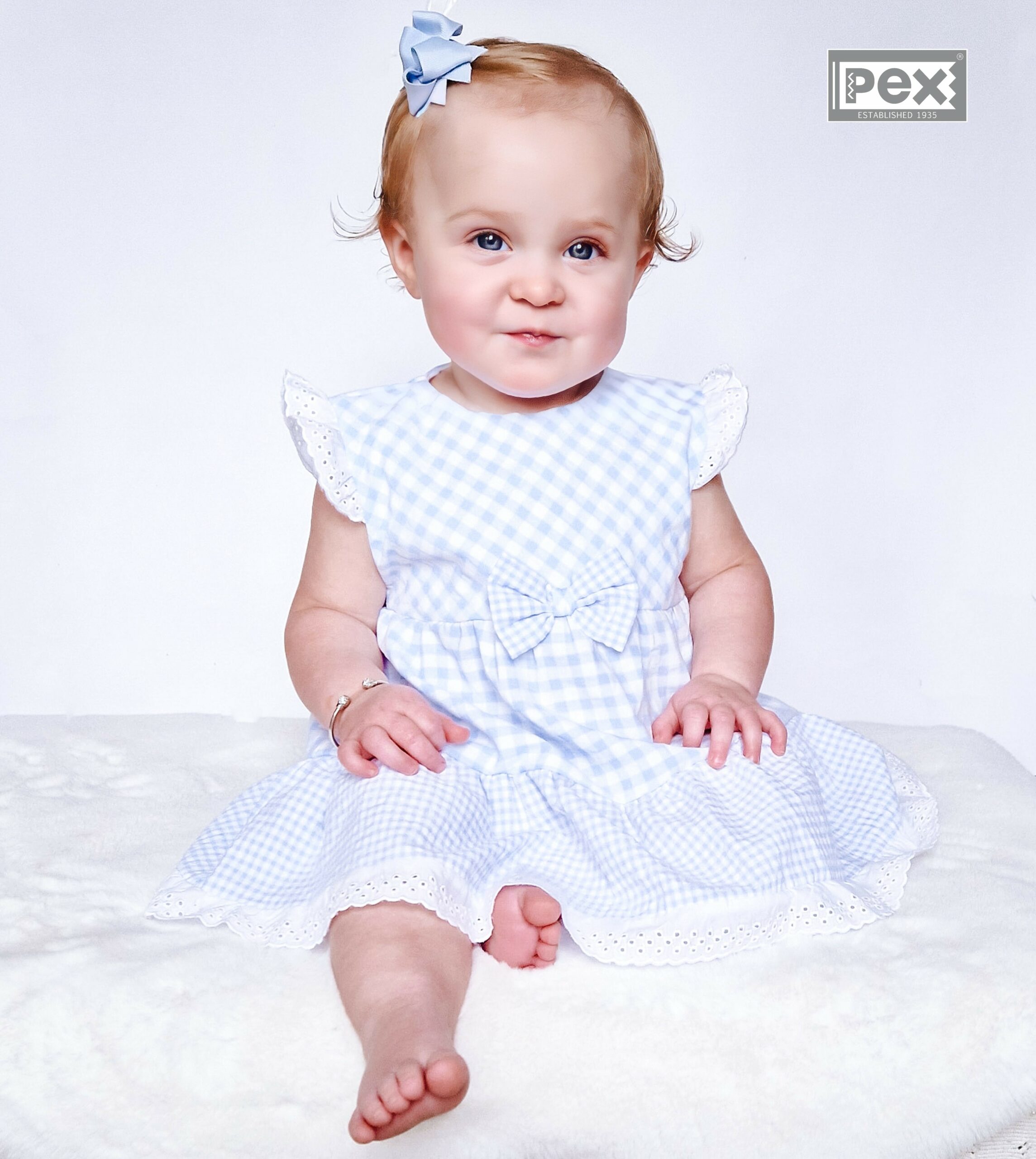 Pex White/Blue Gingham Dress (Harriet) - Babyshop Glasgow | Kids and ...