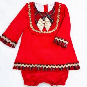 Wee Me Red Tartan A Line Dress & Pants Set