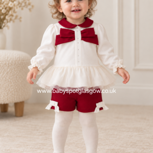 Deolinda Girls 2 Piece Cream/Red Shorts Set (727)