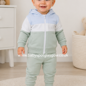 Deolinda Boys Blue/Sage Green Hooded Jogger Set (718)