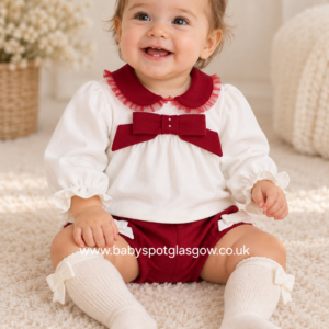 Deolinda Girls Cream/Red Jam Pant Set (728)