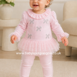 Mintini Girls Pink Velour Leggings Set (7496)