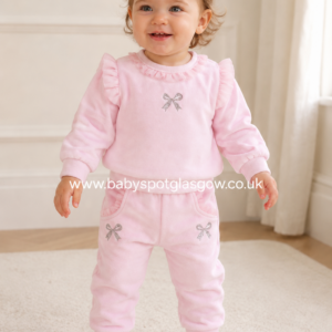 Mintini Girls Pink Velour Jogger Set (7497)