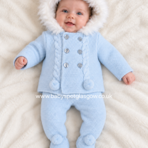 2 Piece Blue Knitted Pramsuit (KL15)