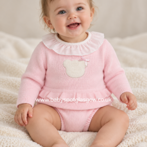 2 Piece Pink knitted Teddy Jam Pant Set (KL2621)