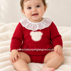 2 Piece Red Knitted Teddy Jam Pant Set (KL2621)