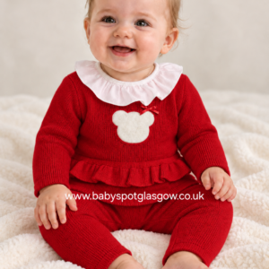 Red Knitted Teddy Trousers Set (KL2620)