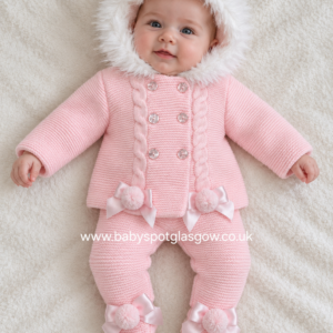 2 Piece Pink Knitted Pramsuit (KL15)