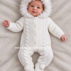 White Knitted Pramsuit (KL16)