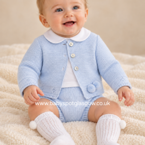 3 Piece Blue Knitted Jam Pant Set (VK10)